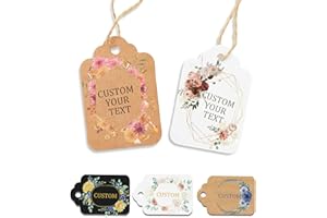 Custom Gift Tags, Personalized Hang Tags with Your Business Logo Small Card Party Decoration Paper Gift Tags for Birthday Wed