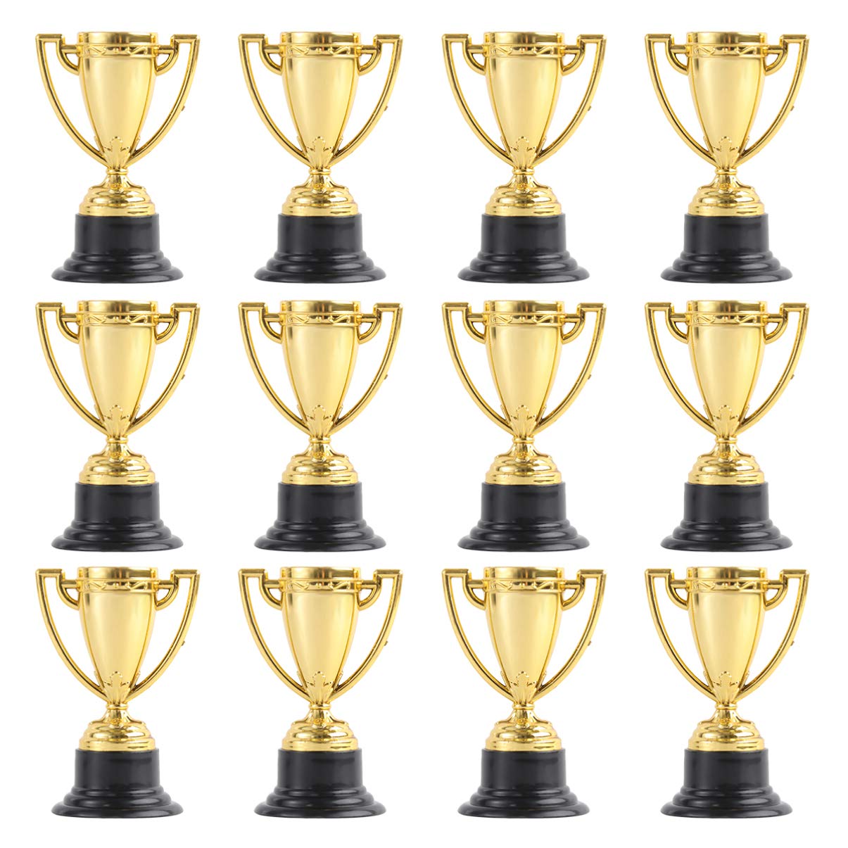 TOYANDONA Mini Award Trophy Cups with Base for Kids Competition and Classroom Rewards Plastic Small Trophies for Party Favors and Kindergarten Games Pack of 10/12/24