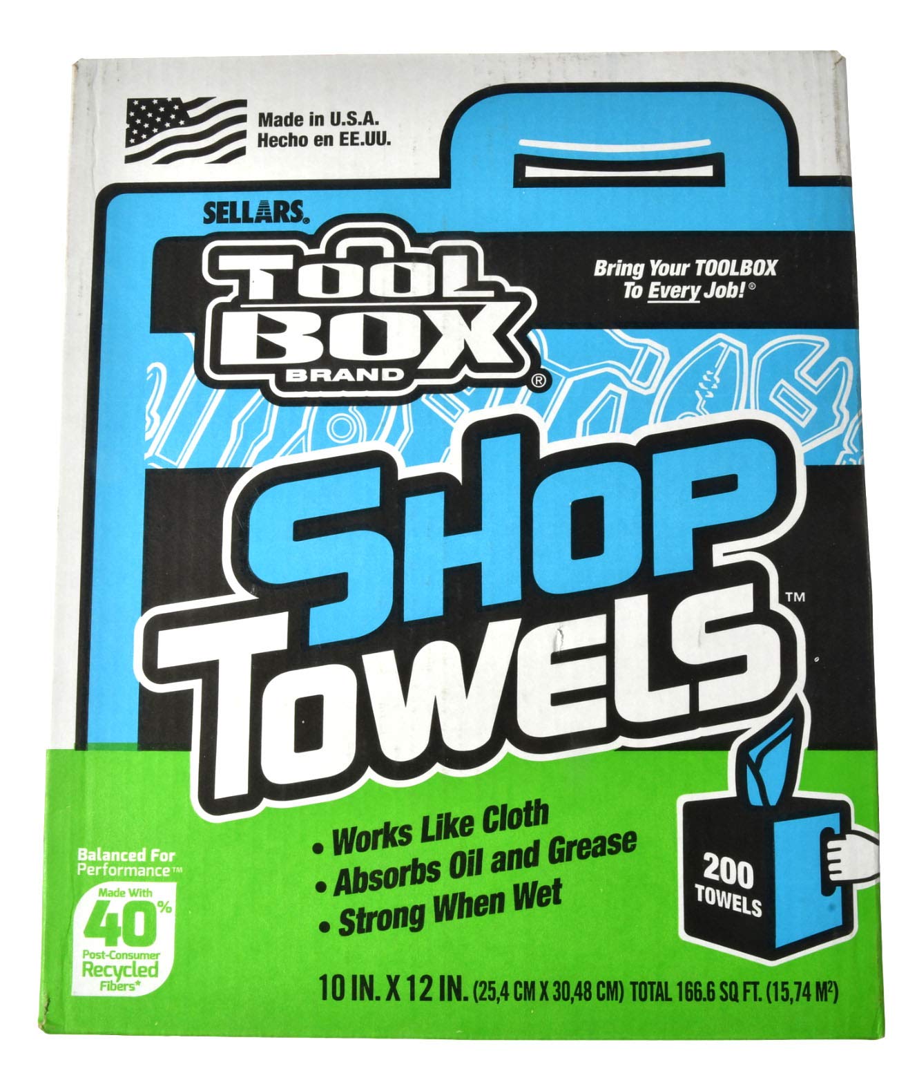 TOOLBOX Z400 Box of Center Pull Shop Towels - 1 Count Box - 200 Towels