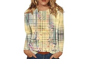 LPIGOH Long Sleeve Tops for Women Fall Fashion 2024 Crew Neck Shirts Floral Casual Fit Basic Tee Trendy Pullover Tops