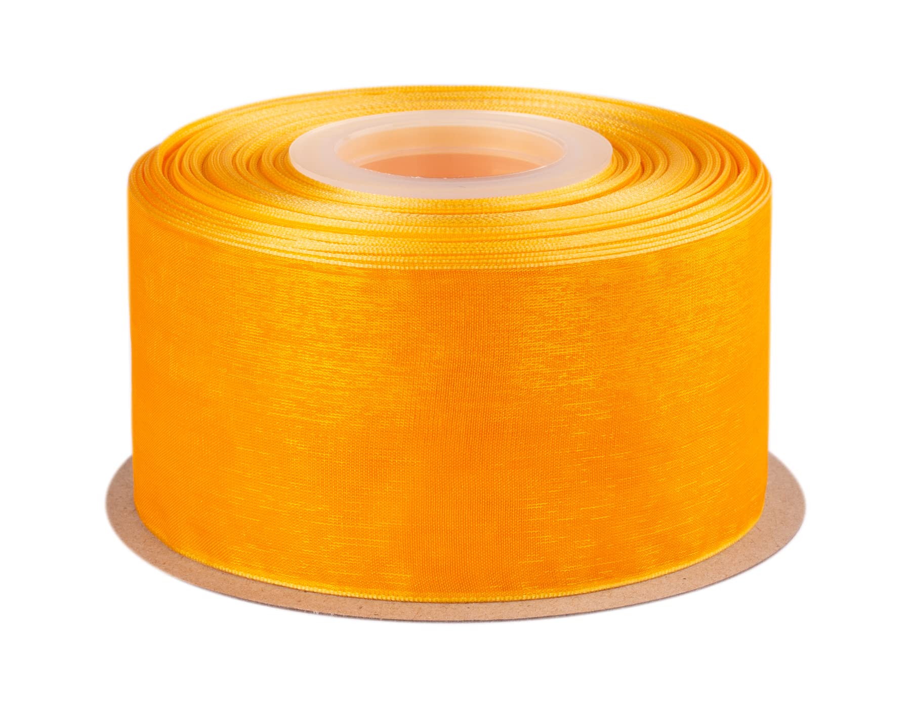 Ribbonitlux 50mm Sheer Organza Ribbon, Old Gold Shimmer Chiffon Ribbon 45M-Roll, Ideal for Wedding Events Christmas Decaration Making Floral Bouquets DIY Crafts