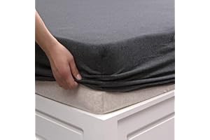 PURE ERA Jersey Knit Cotton Fitted Bottom Sheet ONLY (No Flat Sheet or Shams) Deep Pocket Up to 15" to 20" Ultra Soft Comfy Breathable Charcoal Black King