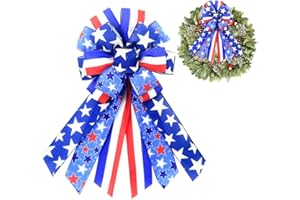 MESYGK Large Patriotic Bow Festival Celebrations Decor American Flag Bow for Indoor Outdoor Red Blue White Stars Stripe Bunting Bow Independence Day Party All Kinds of Holiday Backdrops Decorations