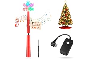 BONFIX Wireless Remote Control Outlet, Magic Light Wand for Christmas Tree Lights and Home Decoration Lights, Remote Magic Wand Switch Kit with Music, Ideas for Kids/Friends/Family, Red