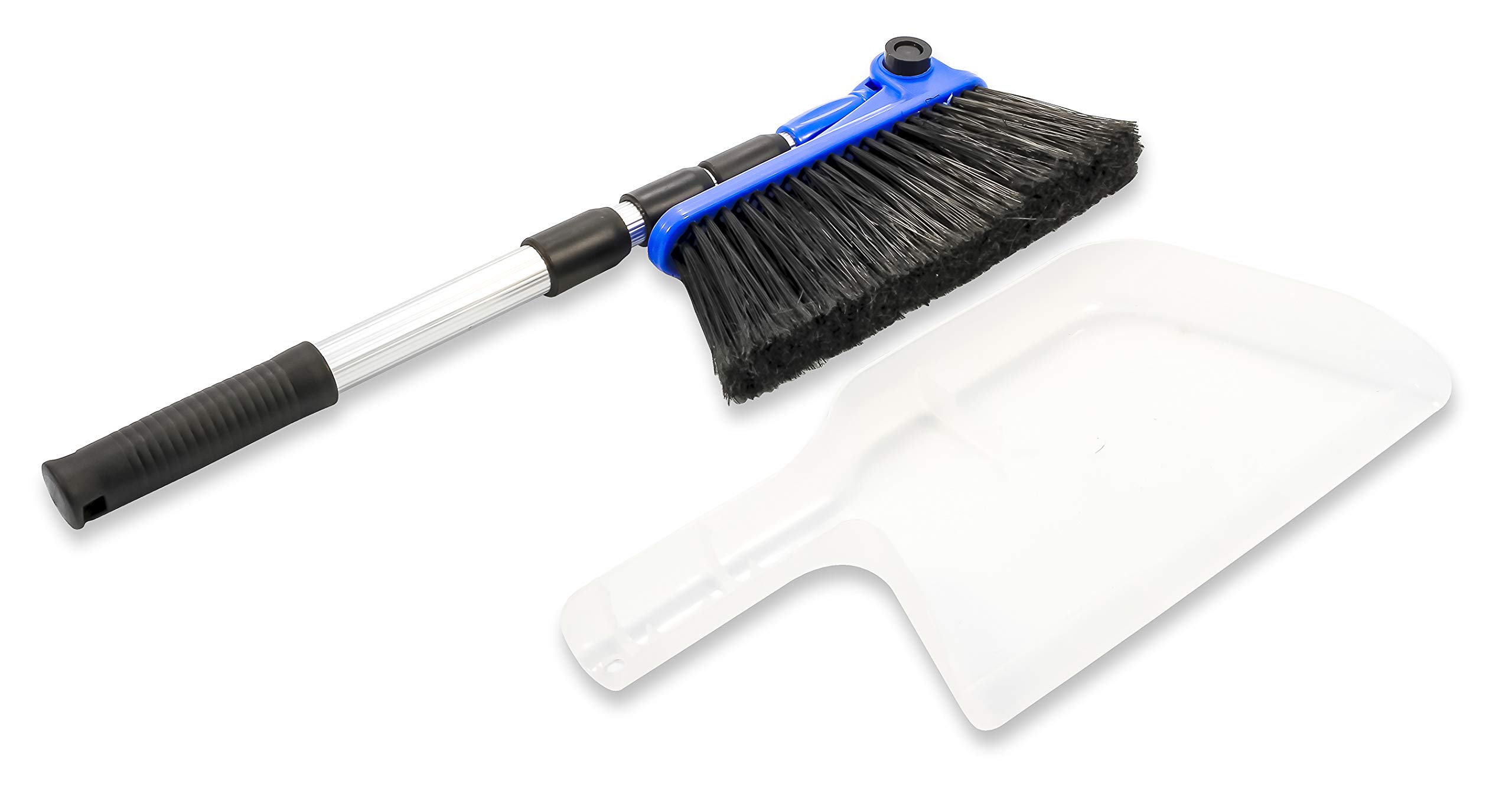 Camco Adjustable Broom and Dustpan, Gets In Small Spaces and Corners