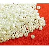 Perlin Glass Seed Beads 2mm 11/0 Round Mini Small Pony Beads 6500pcs for Making Earrings Bracelets Pendants Waist Jewelry DIY Handmade Opaque Color Kit (Cream)