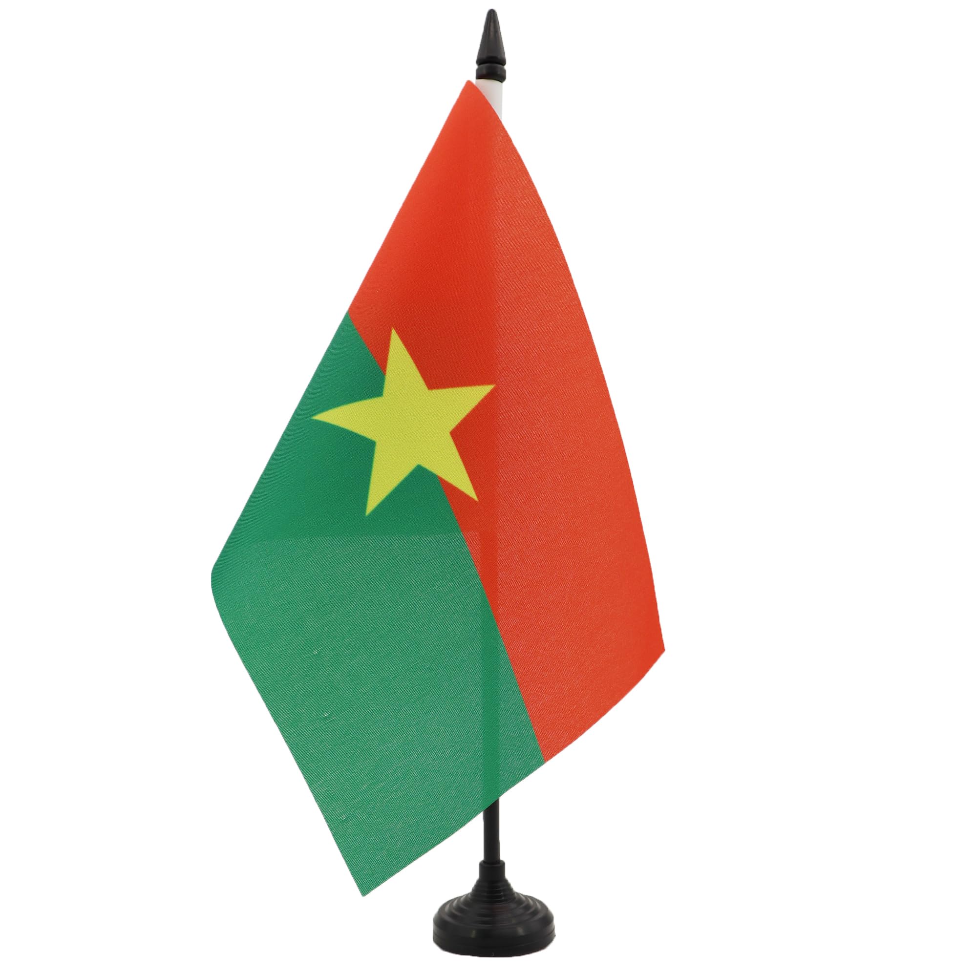 AZ FLAG Burkina Faso Table Flag 5'' x 8'' - Burkinabé Office Decoration 100% Polyester 21 x 14 cm - Mini Desk Flag with Pole and Black Plastic Base — image 1