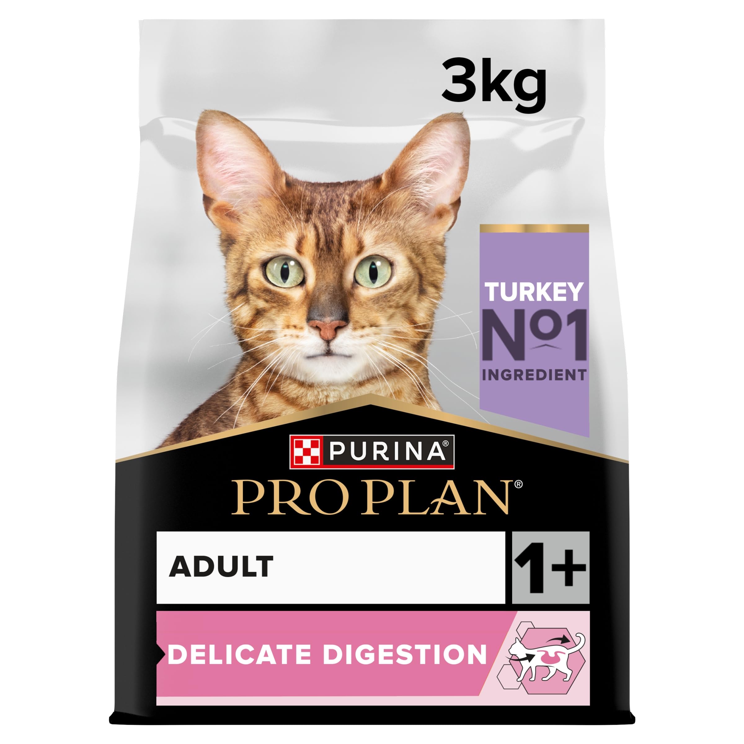 PRO PLAN Delicate Digestion Adult Dry Cat Food Turkey 3kg Pack