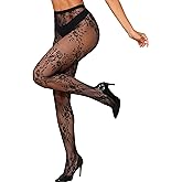 SwiiDuu Women's Floral Lace Stockings Sexy Patterned Fishnet Tights High Waist Leggings Pantyhose