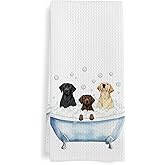 GWFSJYU Black Labrador Retriever Gifts Bathroom Hand Towel, Funny Black Lab Dog Lovers Gifts Hand Towel for Bathroom Kitchen Washroom Decor, Labrador Retriever in Bathtub Dish Tea Towels, 16x24 Inch