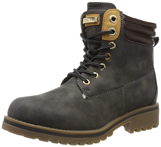 Stiefelparadies Damen Stiefeletten Worker Boots mit Blockabsatz Metallic Profilsohle Flandell