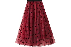 Dirholl Women's A-Line Fairy Elastic Waist Polyester Spandex Midi Skirt