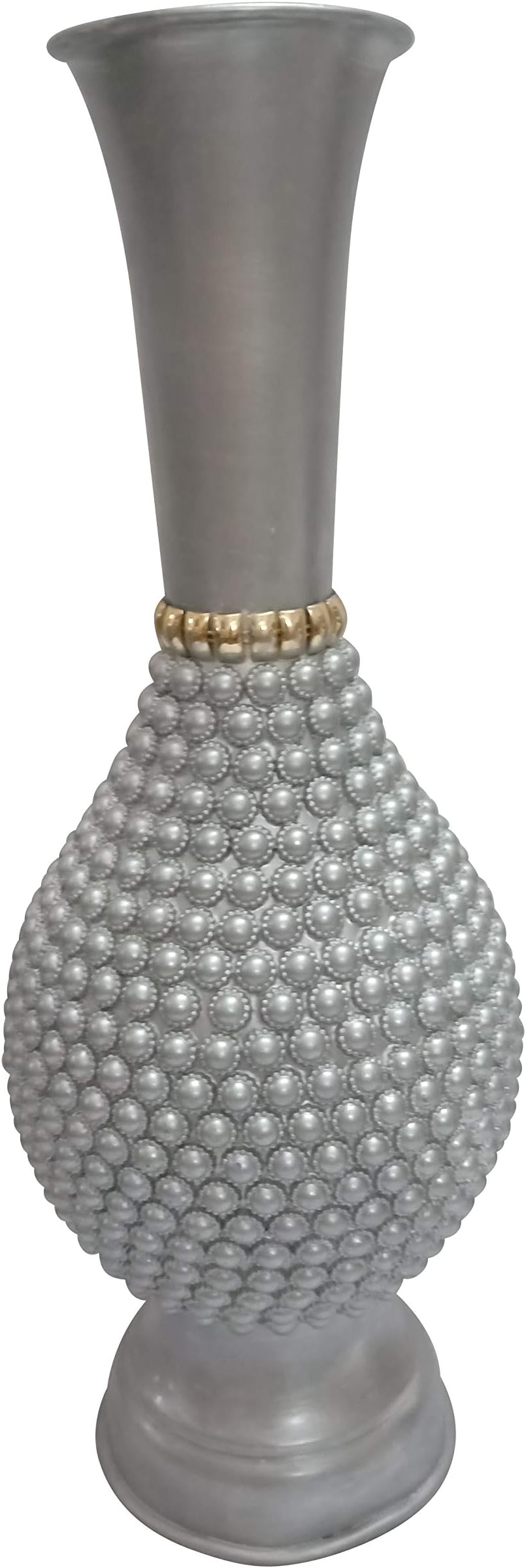 Ethnic Karigari Metal Designer Big Flower Vase (38 cm X 15 cm X 15 cm, Silver)