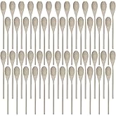 Eaasty Set of 50 12 Inch Long Wooden Spoons for Cooking Kitchen Crafts Long Handle Oval Mixing Spoons Baking Utensils for Serving Stirring