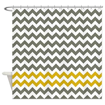 Amazon Com Cafepress Gray And Yellow Chevron Stripes Shower