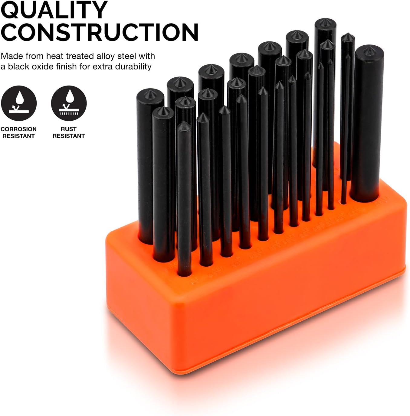 Neiko 02621A Transfer Punch Set, 28 Piece, Heat Treated Alloy Steel, 3/32" - 1/2" - Hand Tool Transfer Punches - 