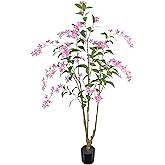 ZSENENT Artificial Jasmine Tree 6ft Black Flower Pot Fake Trees, Lifelike Artificial Trees with Natural - Looking Blooms, Perfect for Any Space