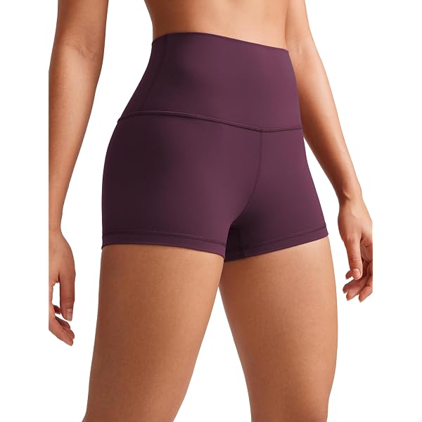 LXNMGO Women's 2" High Waist Yoga Shorts - Tummy Control, Side Pockets, X-Large, Purple