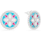 Navicia Color Blast Desert Sky Oasis Brass Stud Earrings, Pink Enamel and Mirrors Against Blue Sky