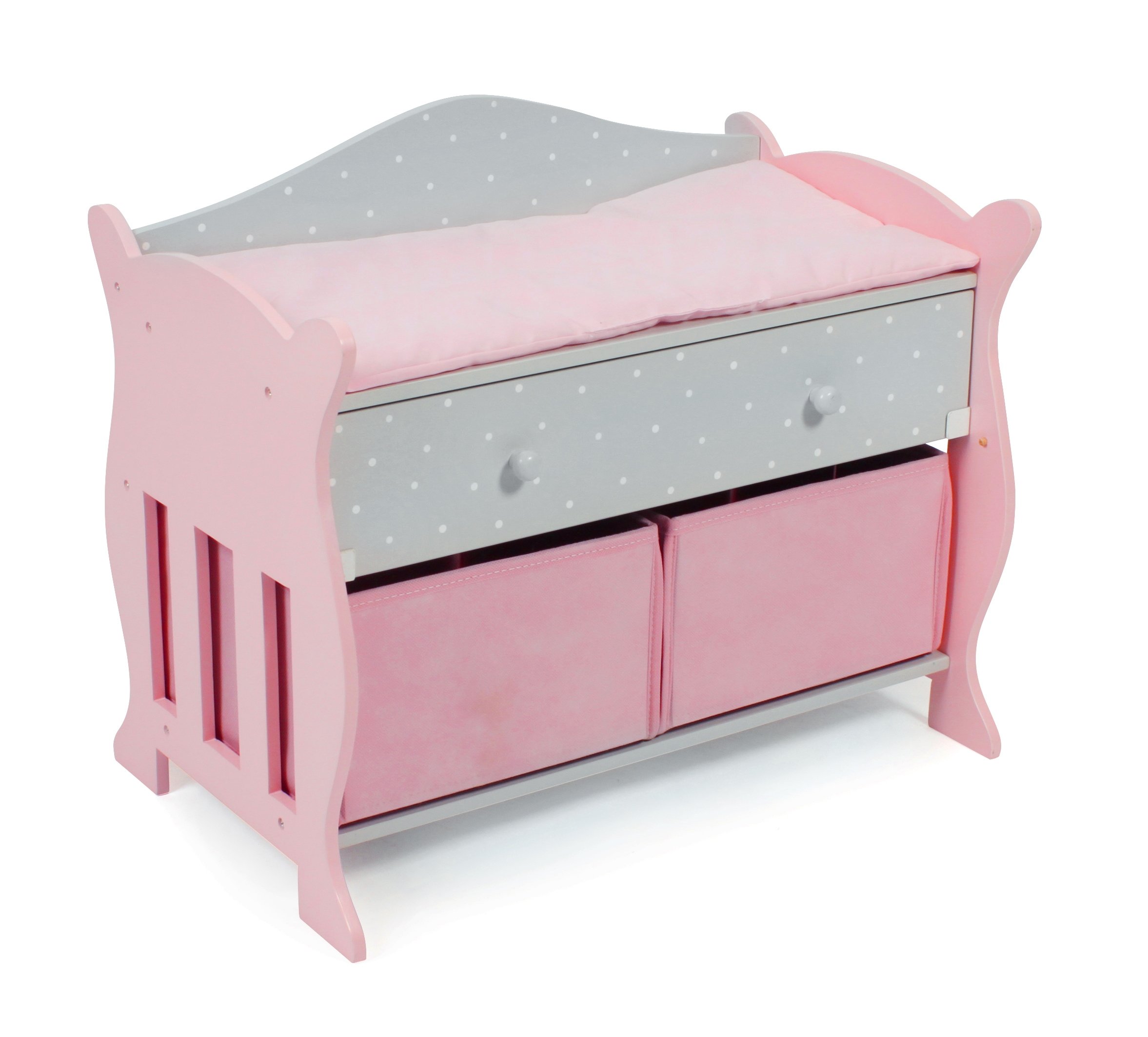 Bayer Chic 2000 506 91 Doll's Changing Table with 3 Storage Compartments, Grey, Puntos Grey