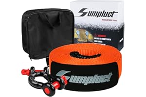 SUMPLUCT Truck Tow Straps Heavy Duty with Shackles/Hooks,3/4" D-Rings,Loops 3" x 20ft 30,000 lbs Break Strength,ATV Kinetic Recovery Rope Kit,Tree Save Winch Towing Strap for Jeep SUV RV Auto Car Accessories