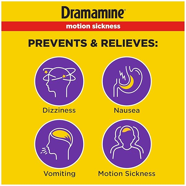 DRAMAMINE MOTION SICKNESS LESS DROWSY, TRAVEL VIAL, MULTICOLOR, 8 COUNT