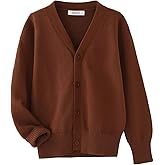 Unisex Boys Girls Cardigans Sweater V-Neck Long Sleeve School Uniforms Button Knit Tops