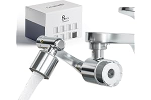 Dreamwills Splash-Proof Sink Faucet Extender With Filter, Reduce 99% Heavy Metal, 1080° Swivel Tap Aerator,2 Modes Spray Attachment, Soften For Bathroom Face Wash, Sensitive Skin(8pcs Extra Filter)