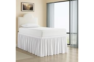 Cottington Lane Extended Ruffled College Dorm Bed Skirt Twin XL 32 Inch Drop, Premium Quality 1800 Brushed Microfiber Extra Long Dust Ruffle, White