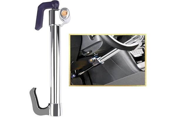 Tevlaphee Universal Steering Wheel Brake Lock Anti-Theft Retractable Double Hook Car Clutch Pedal Lock for Car Truck SUV Van