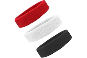 Kenz Laurenz Sweat Bands/Headbands for Women Men Elastic Headband Sports Sweatbands Athletic Stretchy Head Band Workout Running Basketball Moisture Wicking Terry Cloth Set Sweat Hair