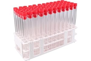 BIPEE 60 Tube - 16x150mm Clear Plastic Test Tube Set with Caps and Rack