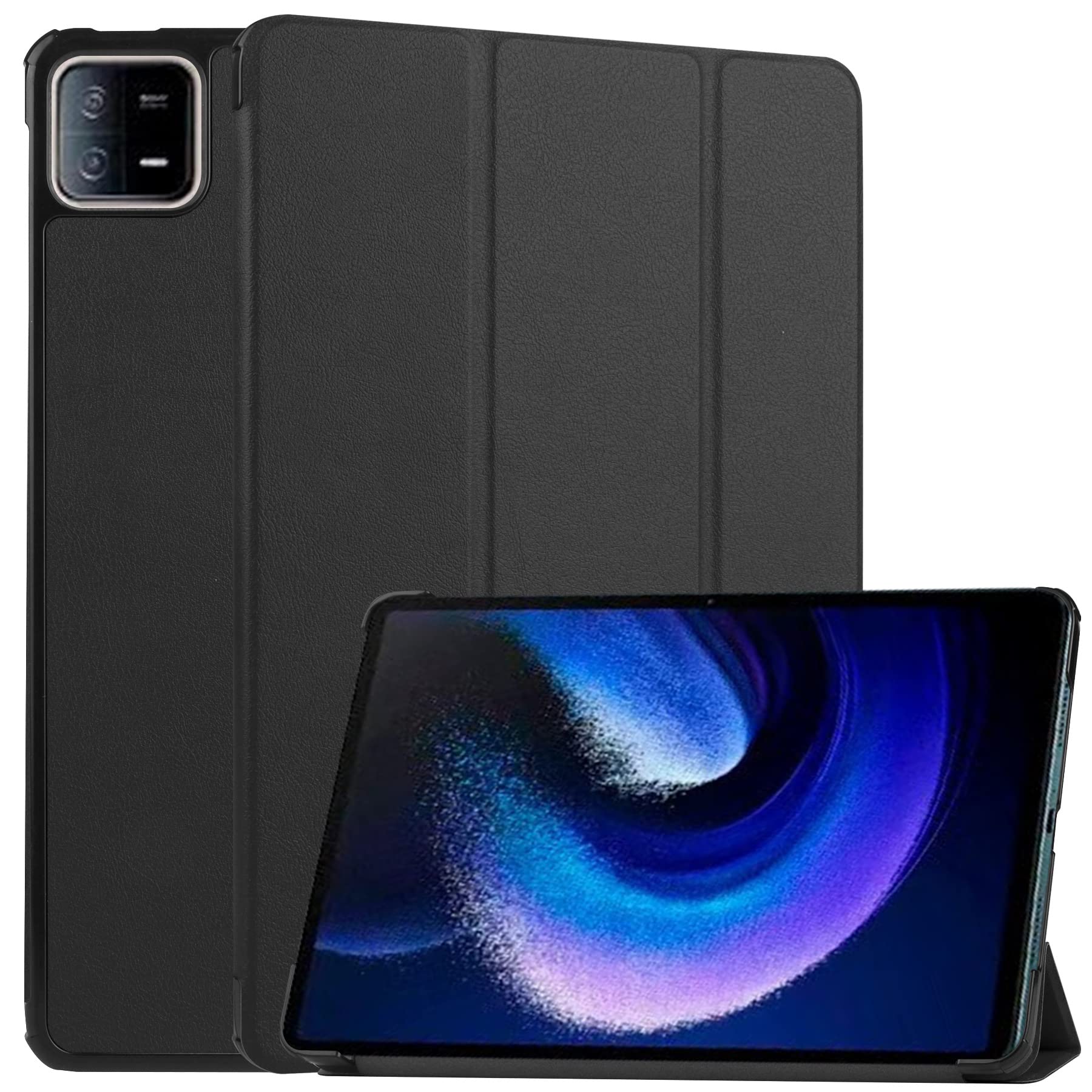QINOUK Case for Xiaomi Pad 6 11.0, [Stand Feature] Ultra Thin Smart Cover with Auto Sleep Wake, PU and PC Anti-scratch Protective Case, for Xiaomi Pad 6 11.0-Black