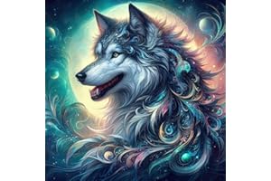 Offito Wolf Diamond Painting Kits for Adults Beginners, Moon Wolf Diamond Art Kits for Adults, Wolf DIY 5D Round Diamond Dots Gem Art for Beginners, Perfect for Gifts Home Wall Decor 12x12 inch