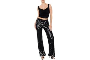 Forever 21 Women's Sequin High-Rise Wide-Leg Pants