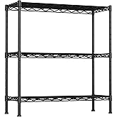 Soywey 3-Shelf Adjustable Heavy Duty Storage Shelves,36" Wx14 Dx35.8 H Metal Organizer Wire Rack for Laundry Bathroom Kitchen Pantry Closet Garage Shelving Black