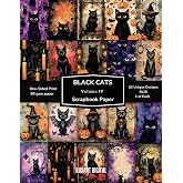 Black Cats Scrapbook Paper - Volume 5: Halloween Fall Theme | One-Sided Print for Scrapbooking, Crafts, Decoupage