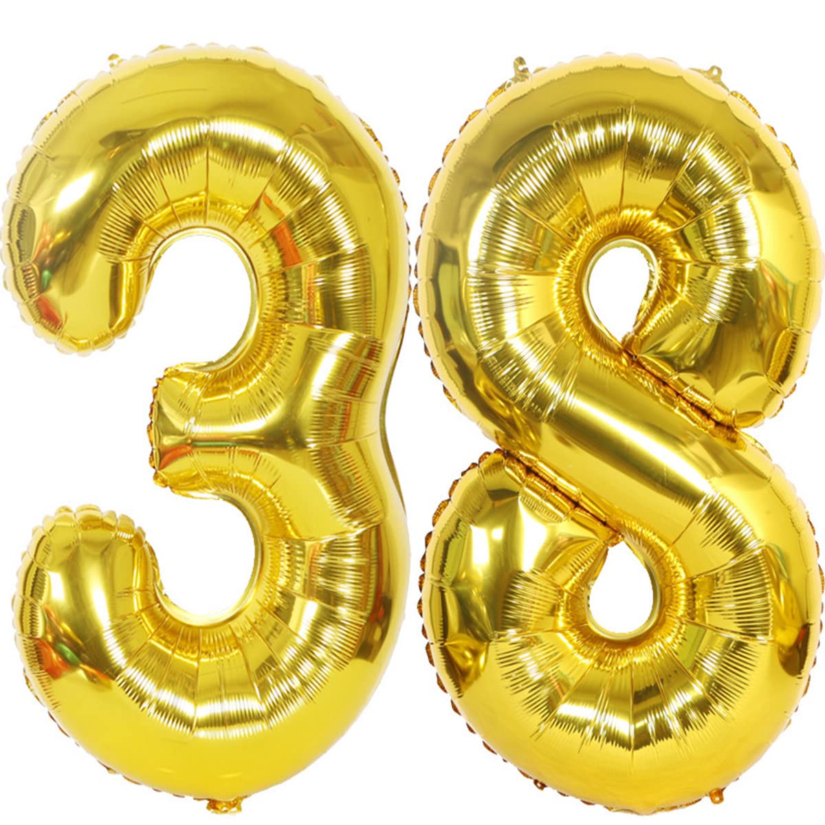 Helium Balloons Gold 40 Inches for 38th Birthday - Party Decoration Supplies, Foil Balloon for Men and Women - Balloon Decoration Set