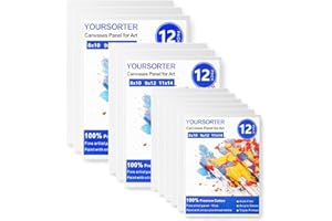 YOURSORTER Canvases for Painting 12 Pack, Painting Canvas Boards 8x10(6pcs), 9x12(3pcs), 11x14(3pcs), Primed 100% Cotton Blank Canvas Panels Painting Supplies for Acrylic Oil Tempera Watercolor Paints