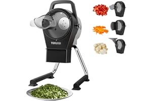 TERUISI Electric Vegetable Chopper, 200W Commercial Vegetable Slicer, Scallion Cutter Food Processor With 3 Feed Ports, 1-5mm