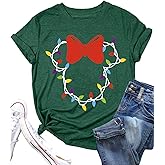 Christmas Lights Shirts Womens Merry Christmas Shirt Xmas Holiday Graphic Tshirt Funny Vacation Tee Tops