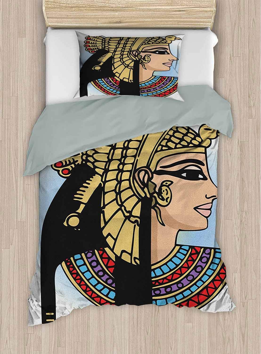 alisoso Egyptian Bedding Comforter Cover Set Profile Portrait of Queen