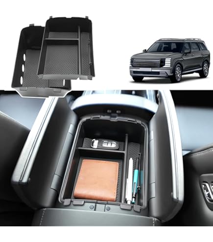 Shademax Custom Fit For Center Console Cover Hyundai Palisade 2020 2021 2022 2023 2024 2025 2026 Armrest Cover Center Console Pad PU Leather Armrest