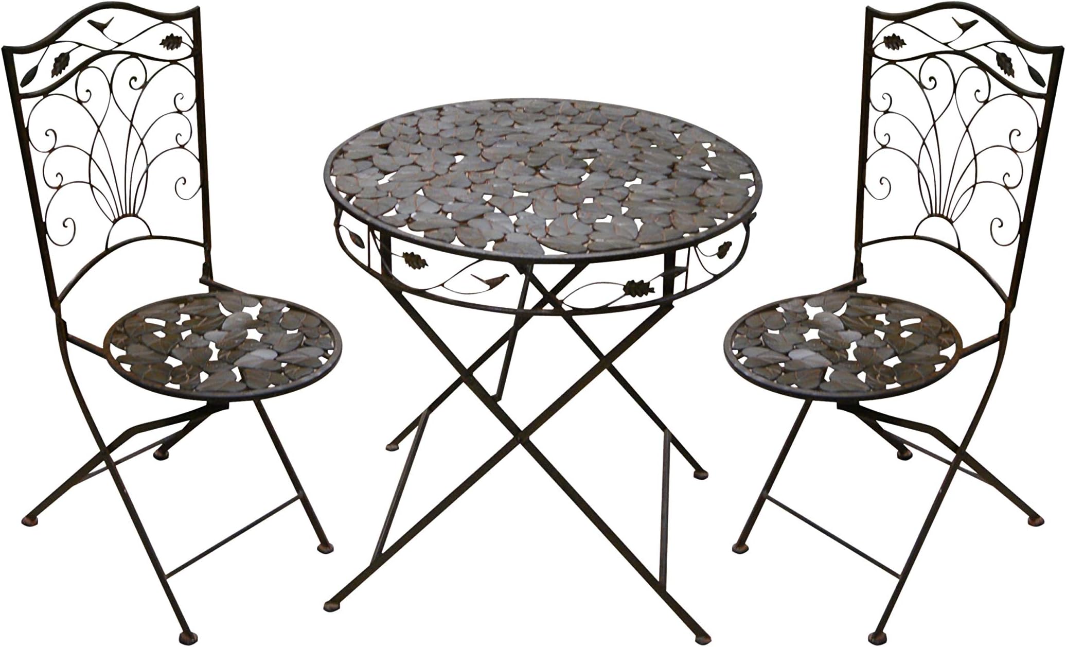 Indoor/Outdoor 3-Piece Garden Bistro Set Folding Table and Chairs Patio Seating