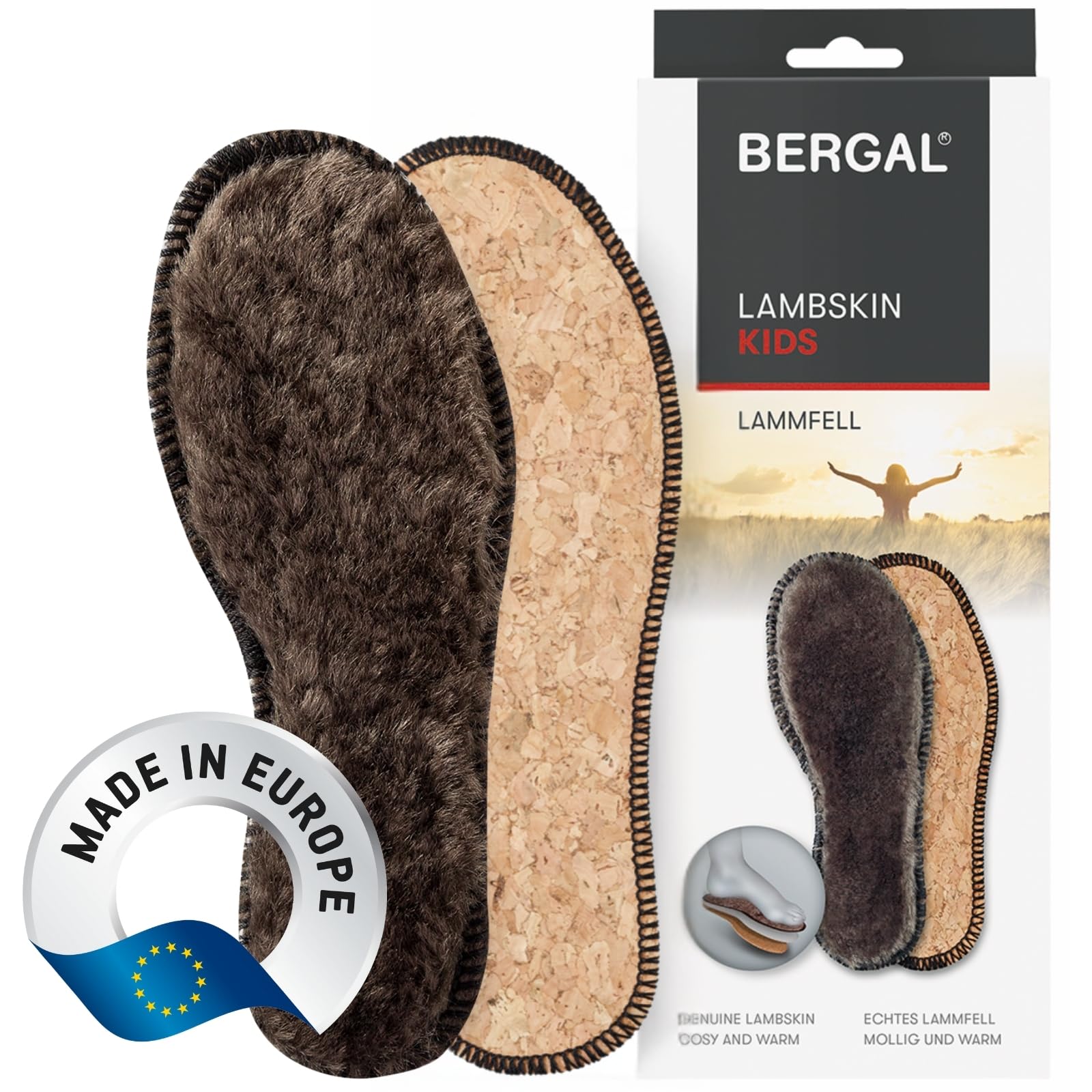 Bergal Bergal Lammfell Kinder Comfort Insole, Brown (Dunkelbraun), 30 EU