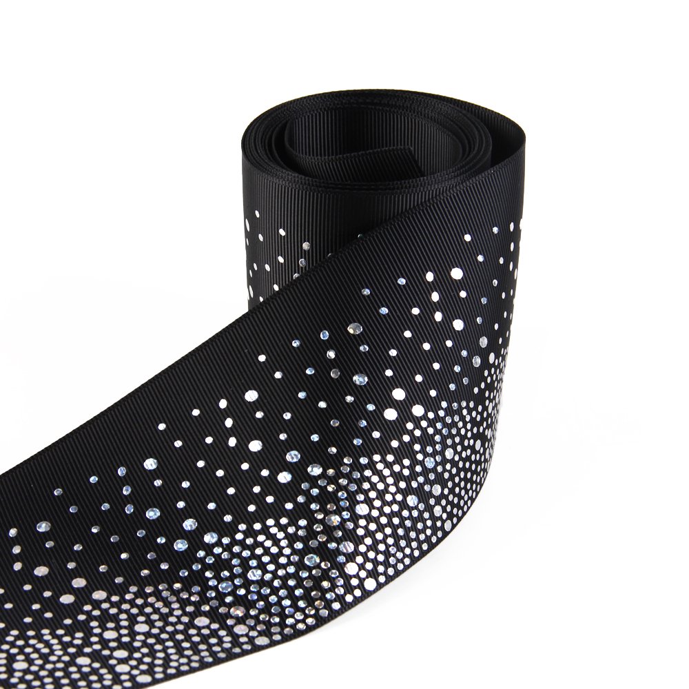 Laser Grosgrain Ribbon Rainbow Color Dot Printed 3" Wide 5 Yard for DIY Handmade Hair Bow Clip Accessories and Festival Wedding Party Birthday Bridal Shower Decoration (Silver and Black)
