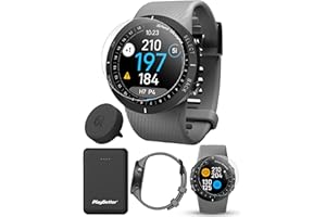 Shot Scope V5 (Gray) Golf GPS Watch Bundle - Automatic Performance Tracking, Full Hole Maps, Distances to Greens, Hazards, Doglegs with PlayBetter Portable Charger & Screen Protectors