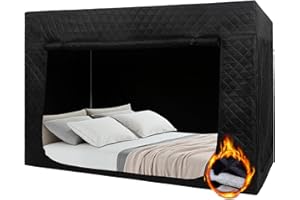 Quinnsus Bed Tent Bed Canopy Twin Size Tents for Adult and Kids - Portable Winter Warm Sleeping Bed Tents 80% Blackout with 4 Doors Breathable Private Space Tents(Mattress Not Included)