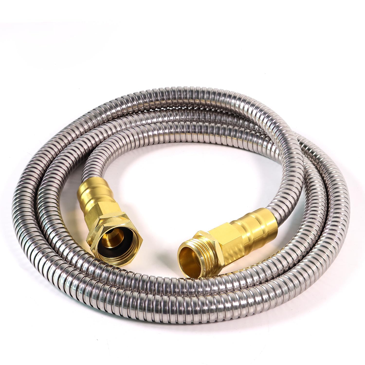Photo 1 of Holldoor Short Metal Garden Hose 6 ft – 304 Stainless Steel Water Hose Leader, Flexible Hose Extension, Small Lightweight Hose Extender,No Kink Outdoor Hose (6 ft)