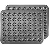 Tioncy 2 Pcs 48 Cup Mini Muffin Pan 15.94 x 12.6 x 0.79 Inches Nonstick Small Cupcake Pan Steel Mini Muffin Tin for Baking Ch